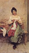 Eugene de Blaas THe Seamstress oil painting artist